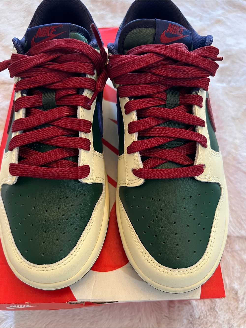 Nike Dunk Low — Forest Green, White & Burgundy